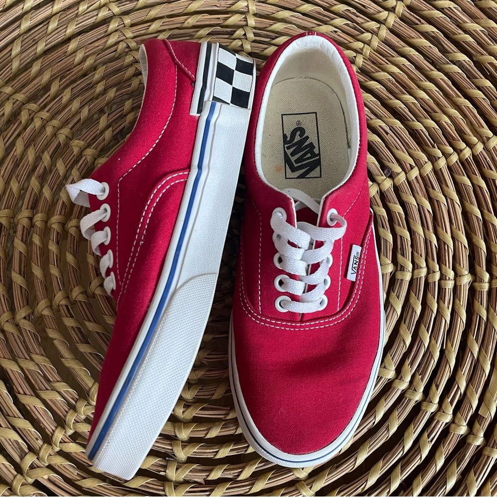 Vans Era Check Block Red Sz-8 - Picture 8 of 13